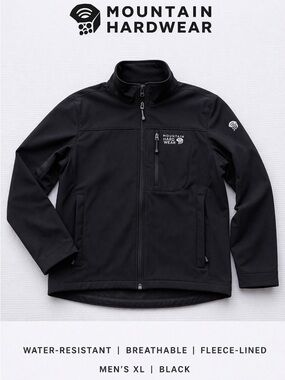 Mountain Hardwear Men’s Black Softshell Jacket XL – Fleece Lined